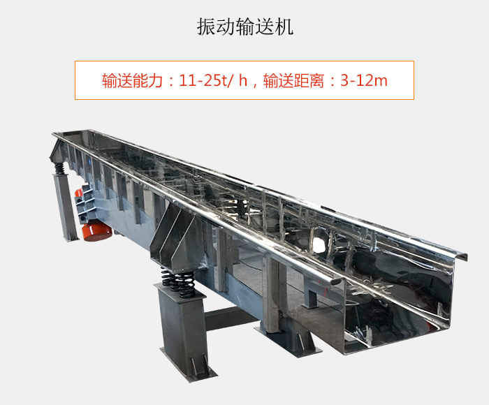 振動(dòng)輸送機(jī)：輸送能力：11-25t/ h，輸送距離：3-12m
