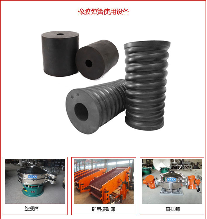橡膠彈簧適用設備：旋振篩，礦用振動篩，直排篩等