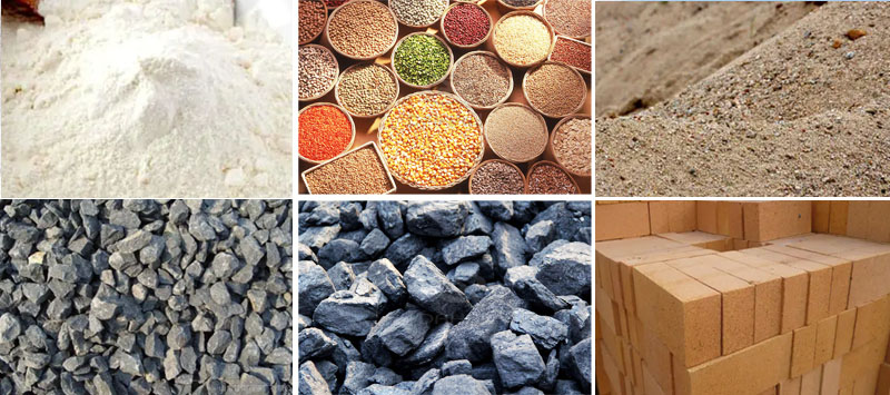 風(fēng)冷式直線振動篩可篩分物料有：耐火材料，糧食，沙土，石子等。